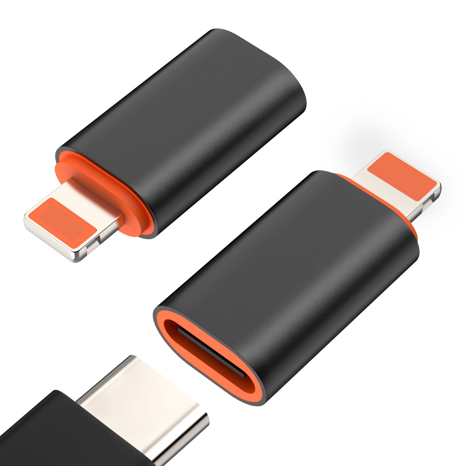 MoKo USB C to Lightning Adapter   2 Pack USB C Female to Lightning Male Adapter Supports 27W PD Fast Charging Data Transfer for iPhone 14/13/12/11/XS/XR/SE, iPad/iPod/AirPods, Not for Audio/OTG, Black