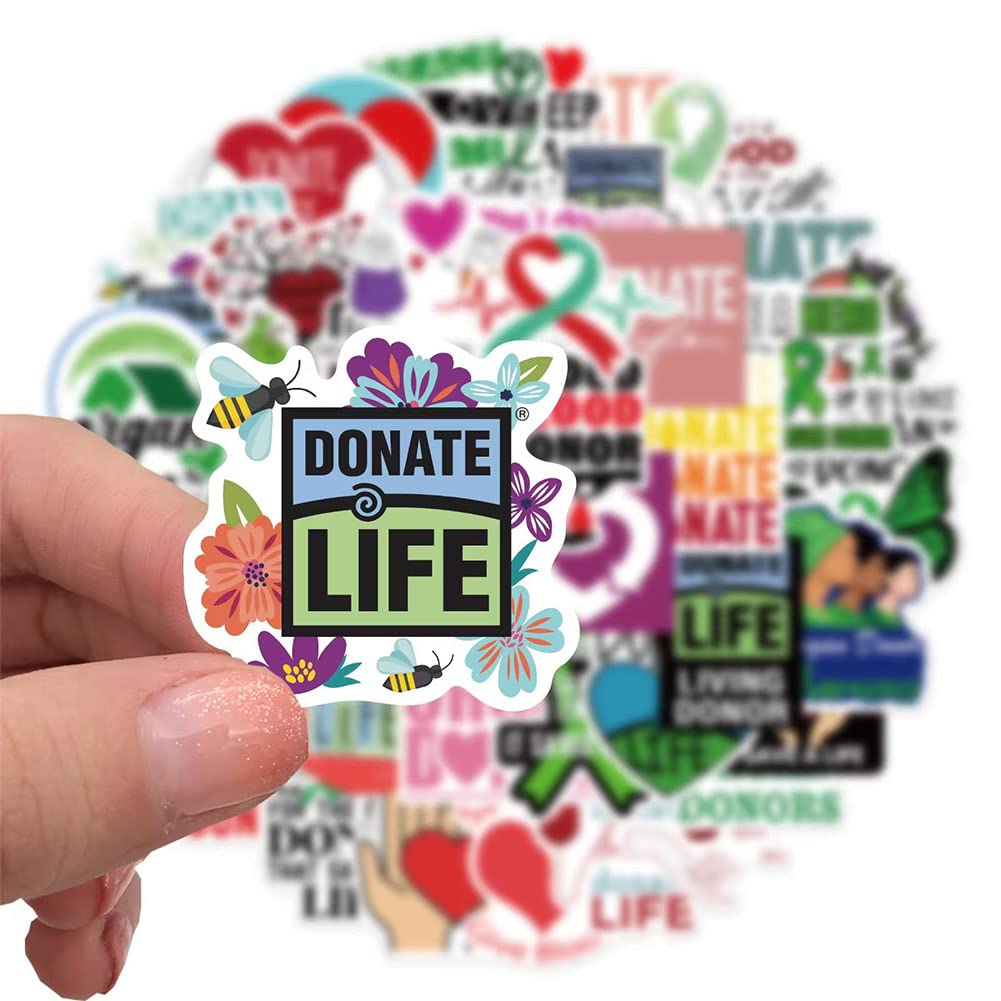 LICHI DECOR Donate Life Stickers - 50 Pcs Waterproof Vinyl Decals for Hardhat, Laptop, Water Bottles, Mobile Phone, Skateboard