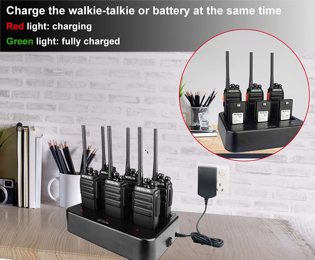 Retevis H 777S Walkie Talkies Long Range,Heavy Duty Portable Frs Two Way Radios, Hands Free,Safe Call,Rugged Commercial 2 Way Radios With Gang Charger,For Warehouse, Churches,Jobsite(6 Pack)