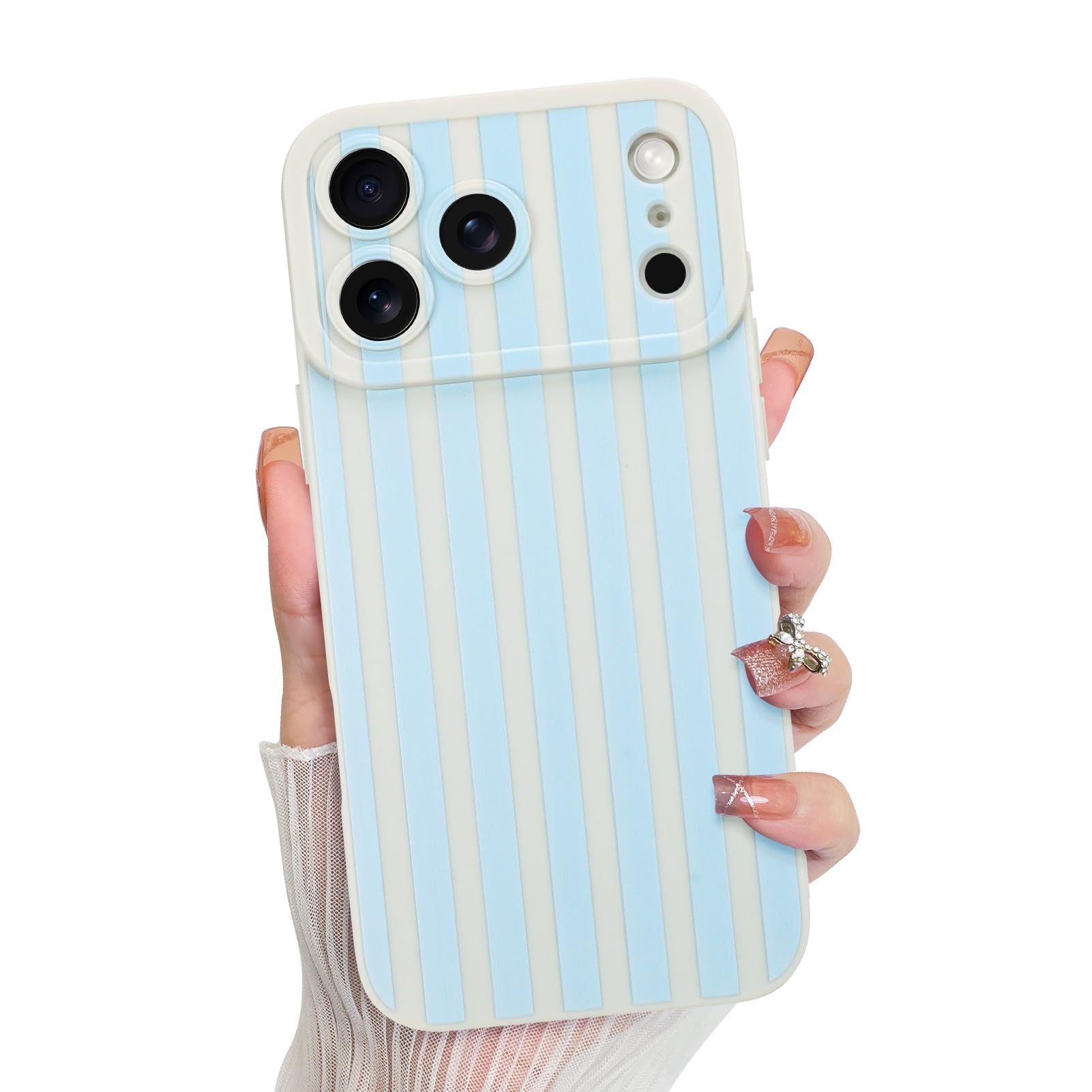 KANGHAR Compatible with iPhone 17 Pro Case 2025, Silicone Stripes Cute Pattern, Camera Protection Soft Slim Phone Cover for Girl
