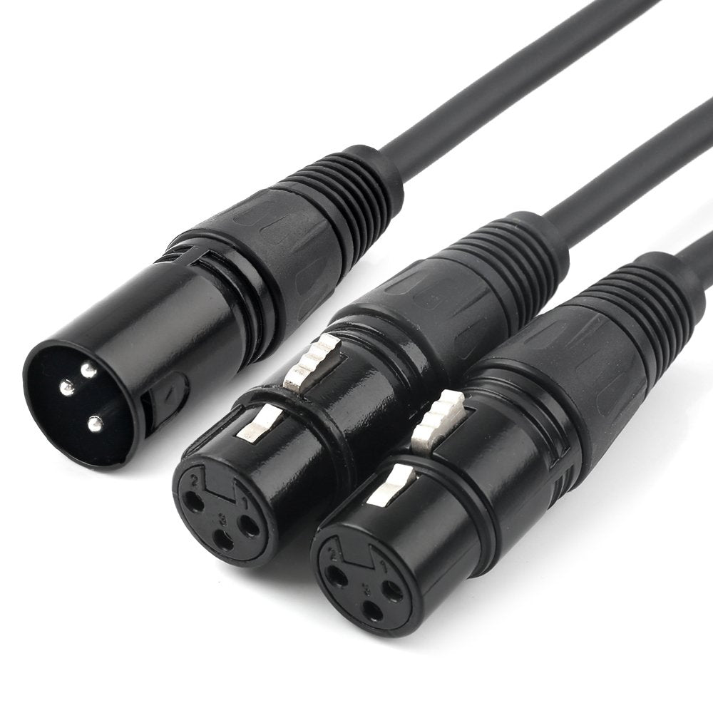 Tisino Xlr Y Splitter Cable, Dual Female Xlr To Male Xlr Mic Combiner Y Cord Balanced Microphone Adaptor Patch Cable (3 Pin 2 Fe