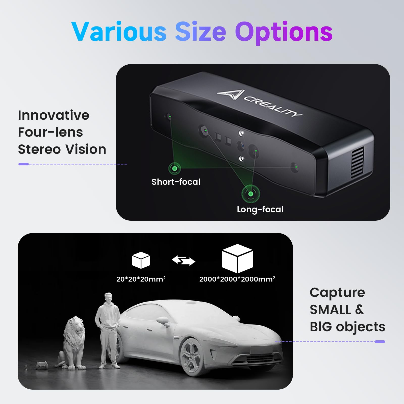 Creality Cr-Scan Otter Lite 3D Scanner For 3D Printing, 0.05Mm Accuracy, 24-Bit Rgb Full-Color, Wireless Handheld, Dual-Focus Le