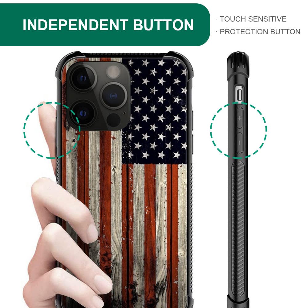 Iphone 14 Plus Case,Red Wood Usa Flag Iphone 14 Plus Cases For Men Boy,Drop Protection Cool Pattern With Soft Tpu Bumper Case Fo