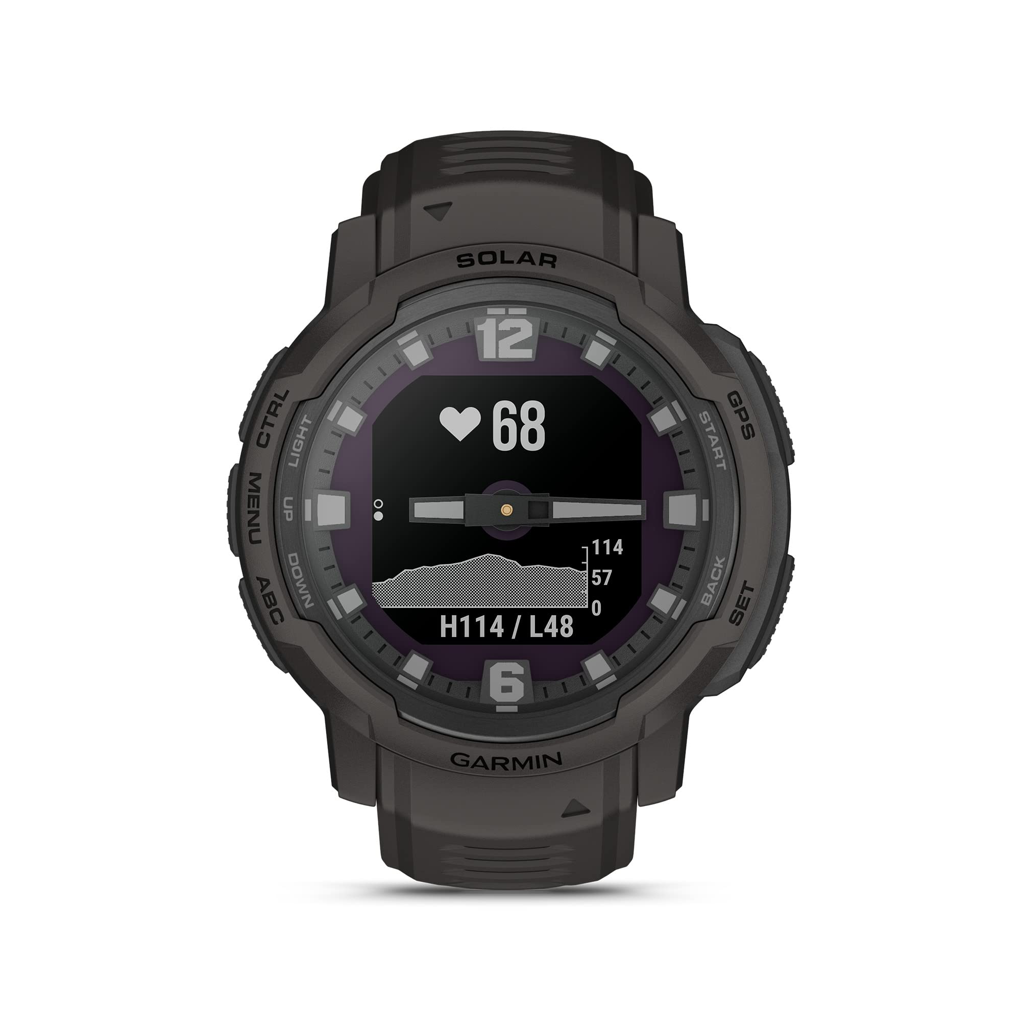Garmin Instinct Crossover Solar, Rugged Hybrid Smartwatch With Solar Charging Capabilities, Analog Hands And Digital Display, Gr
