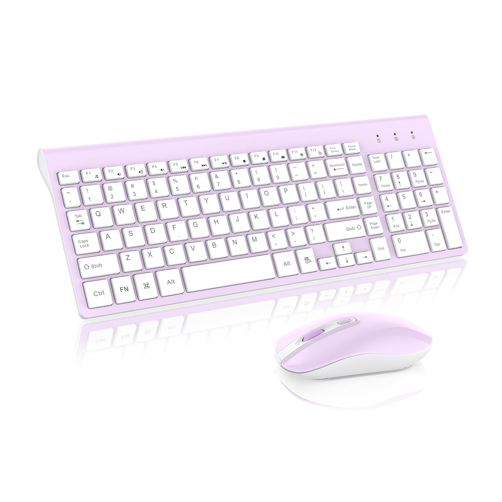 Cimetech Wireless Keyboard And Mouse Combo, Compact Full Size Purple Wireless Computer Keyboard And Mouse Set 2.4G Ultra Thin Sl