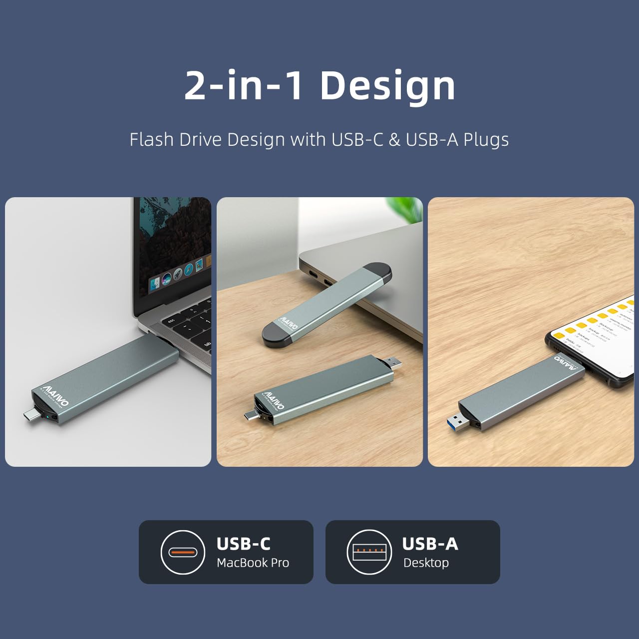 Maiwo M.2 Ssd Enclosure For Nvme&Sata, Usb A To Usb C M.2 Ssd Enclosure For M Or B+M Keys And Size 2230/2242 /2260/2280 Ssds, Max 10Gbps,Support 4Tb Storage Expansion, Aluminum Alloy