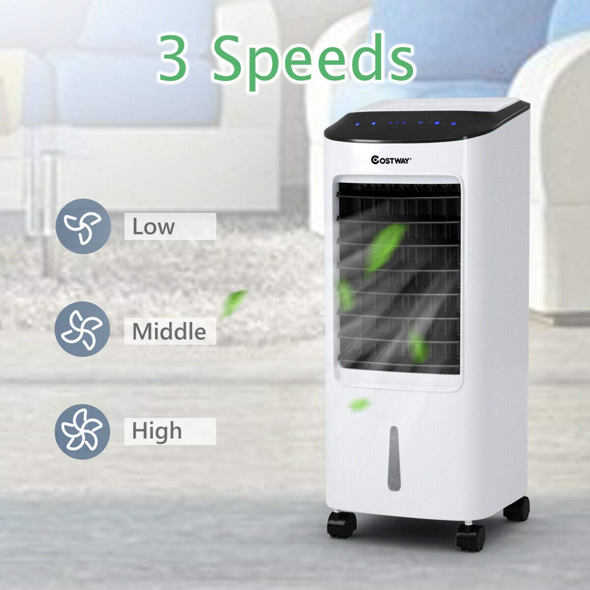 Costway Evaporative Cooler, Portable Air Cooler With Led Display, Remote Control, 7.5 Hour Timing Function, For Home & Office, C