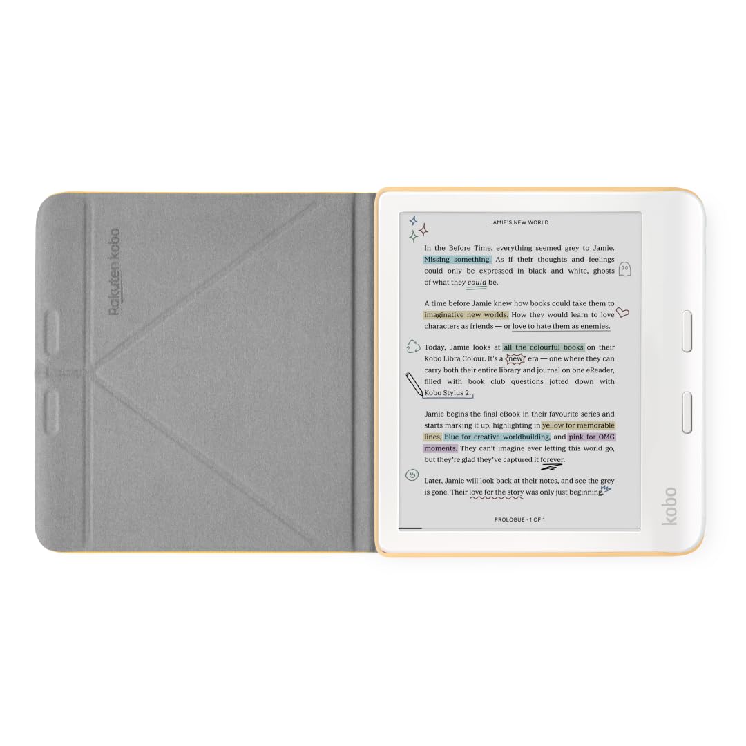 Kobo Libra Colour Sleepcover Case | Butter Yellow | Sleep/Wake Technology | Built In 2 Way Stand | Vegan Leather | Compatible Wi