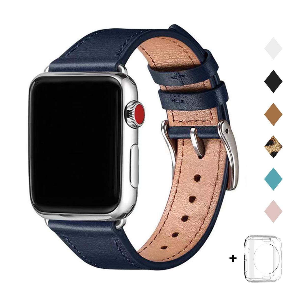 Bestig Band Compatible For Apple Watch 38Mm 40Mm 41Mm, Genuine Leather Replacement Strap For Iwatch Series 8 7 6 Se 5 4 3 2 1, S