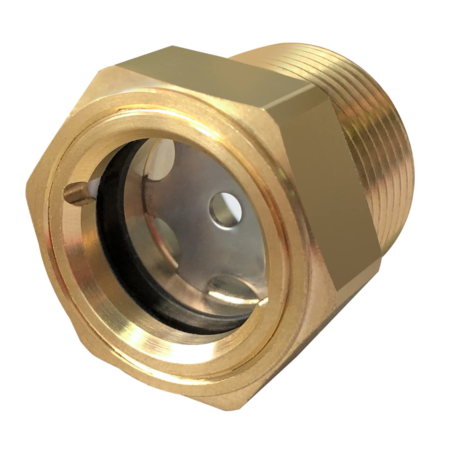 Air Compressor Oil Sight Glass, 1 Npt Male Hex Head Oil Sight Glass Heavy Duty Solid Brass Oil Sight Glass Liquid Level Gauge Oi
