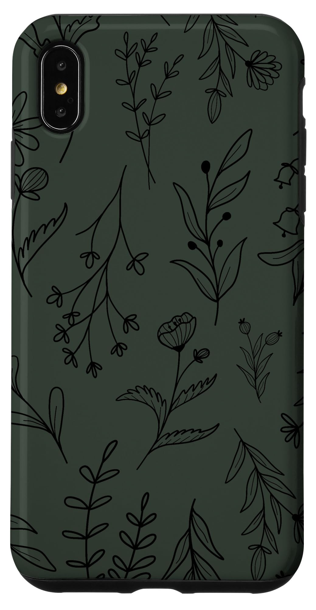 Iphone Xs Max Dark Green Wildflower Floral Flower Pattern Case