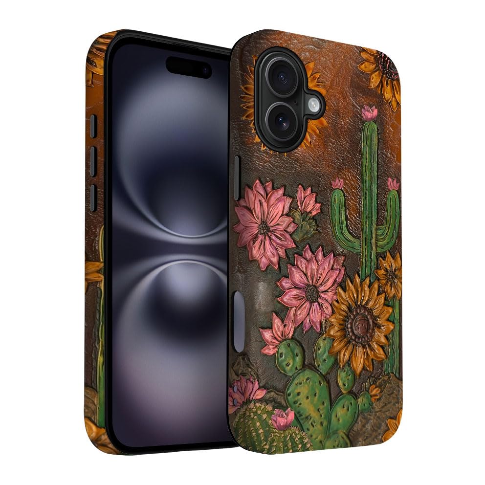 Yuzbira for iPhone 16 Case | Cactus Sunflower | Slim Drop Protection Design