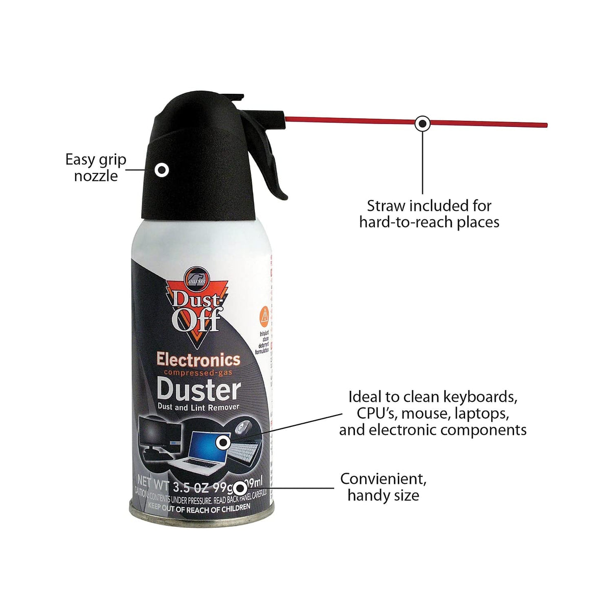 Dust Off Disposable Compressed Air Duster, 3.5 Oz Can – Electroeshop