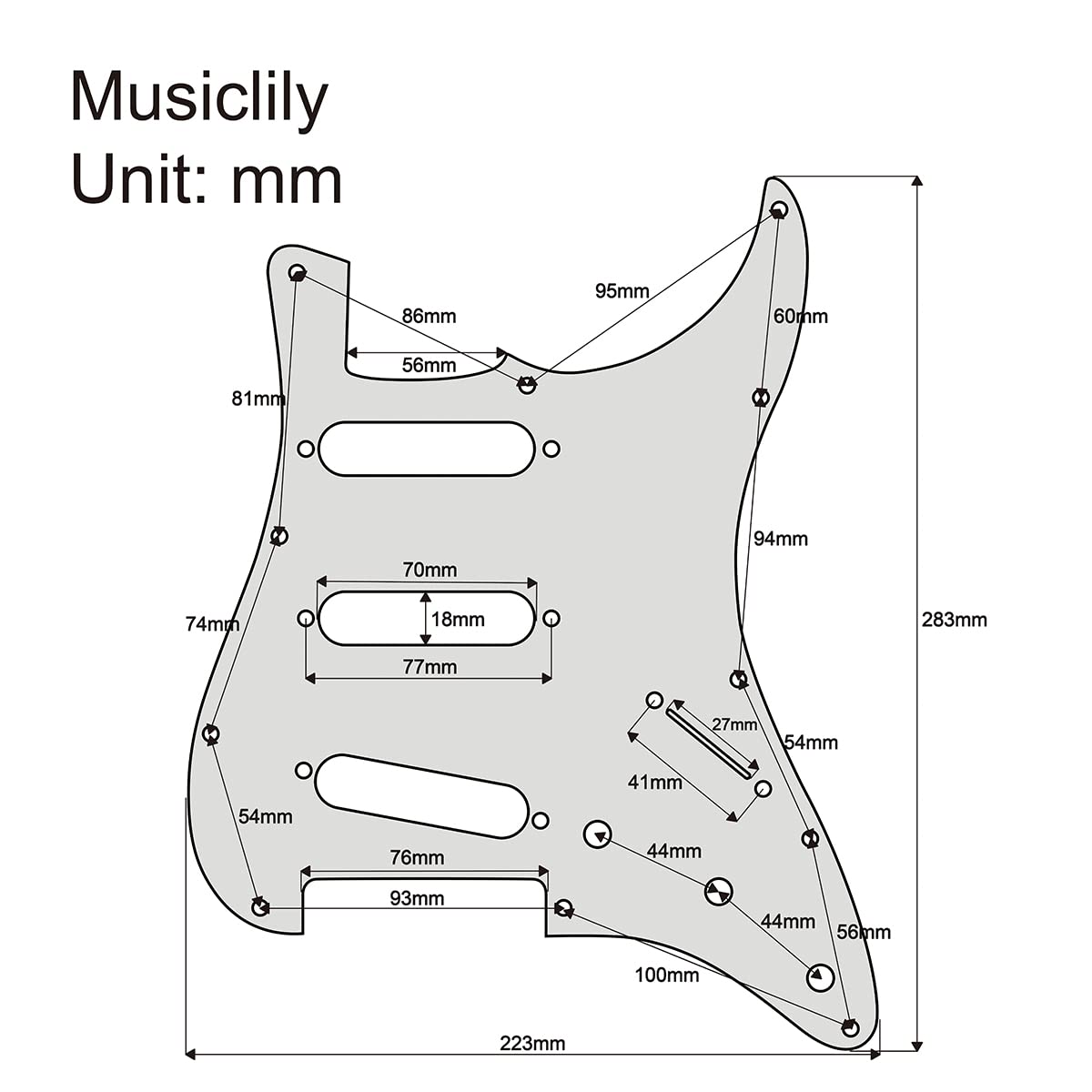 Musiclily Pro 11 Hole 62 Vintage Style Sss Strat Guitar Pickguard For American Stratocaster 62, 4Ply Tortoise Shell