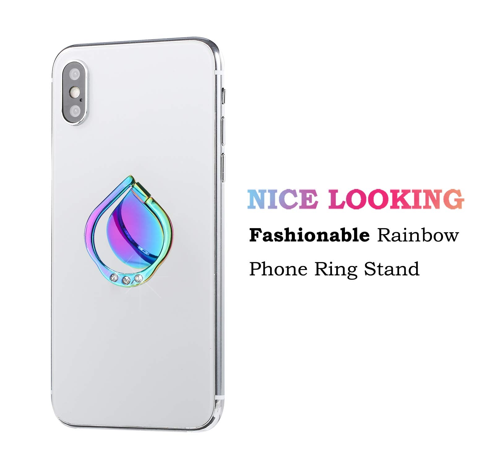 Lenoup Rainbow Sparkle Cell Phone Ring Stand Holder,Glitter Bling Bling Rainbow Ring Grip Kickstand,360 Rotation Finger Ring For