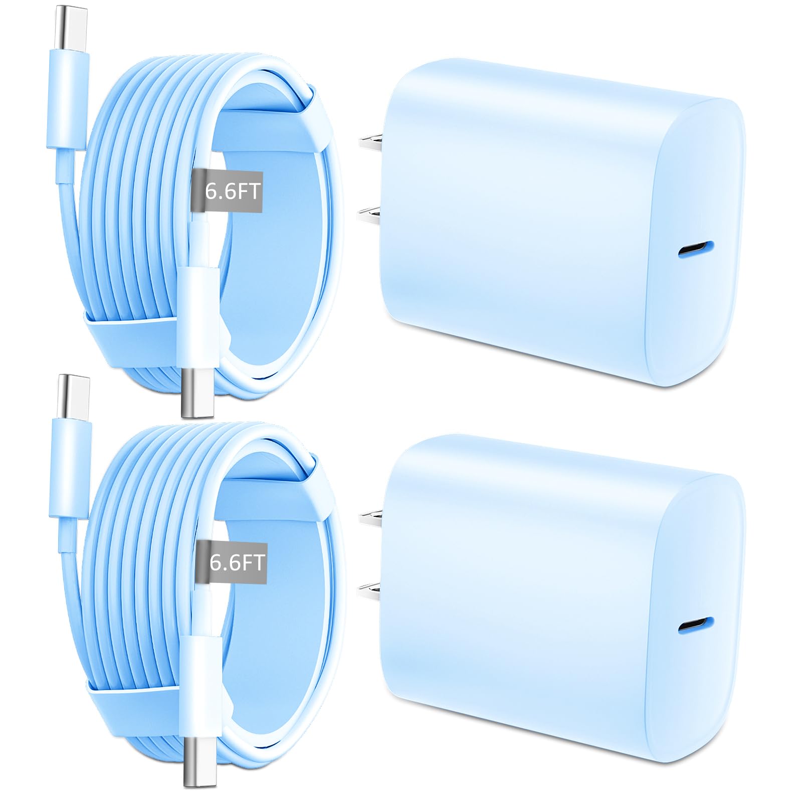 Fast Charger For Iphone 15,2 Pack 20W Pd Usb C Wall Fast Charger Adapter With 6.6Ft Type C To Type C Cable Compatible For Iphone