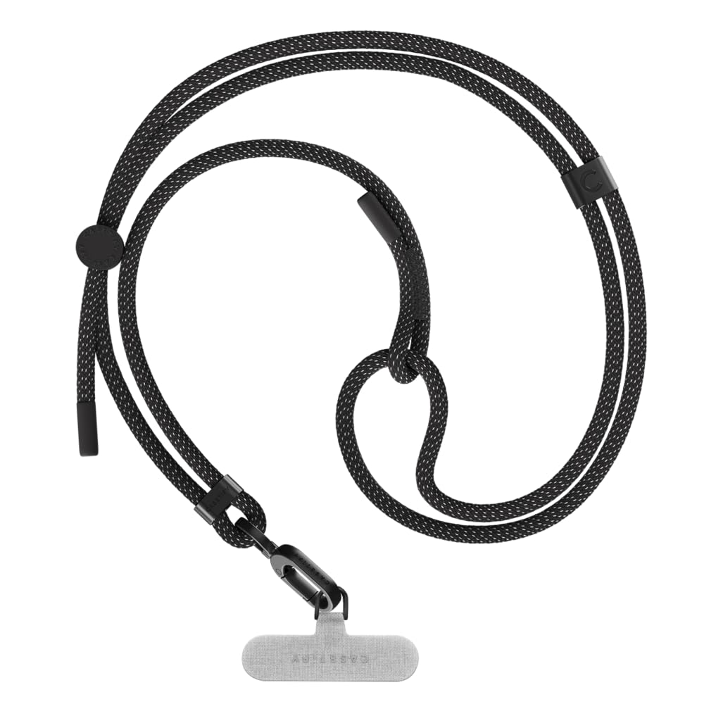 CASETiFY 6mm Rope Cross Body Strap with Card - Flecked Black