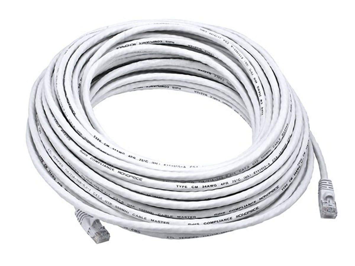 Monoprice 75Ft 24Awg Cat6 550Mhz Utp Ethernet Bare Copper Network Cable   White