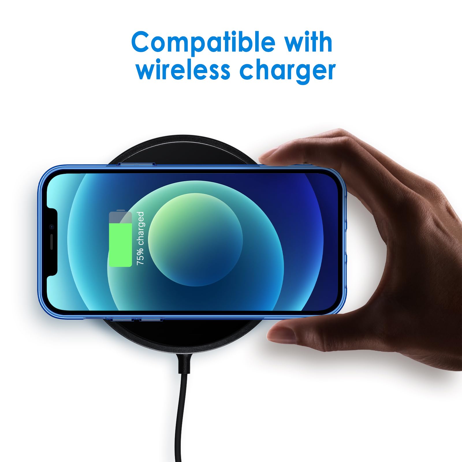 Jetech Case For Iphone 12 Mini 5.4 Inch, Non Yellowing Shockproof Phone Bumper Cover, Anti Scratch Clear Back (Blue)