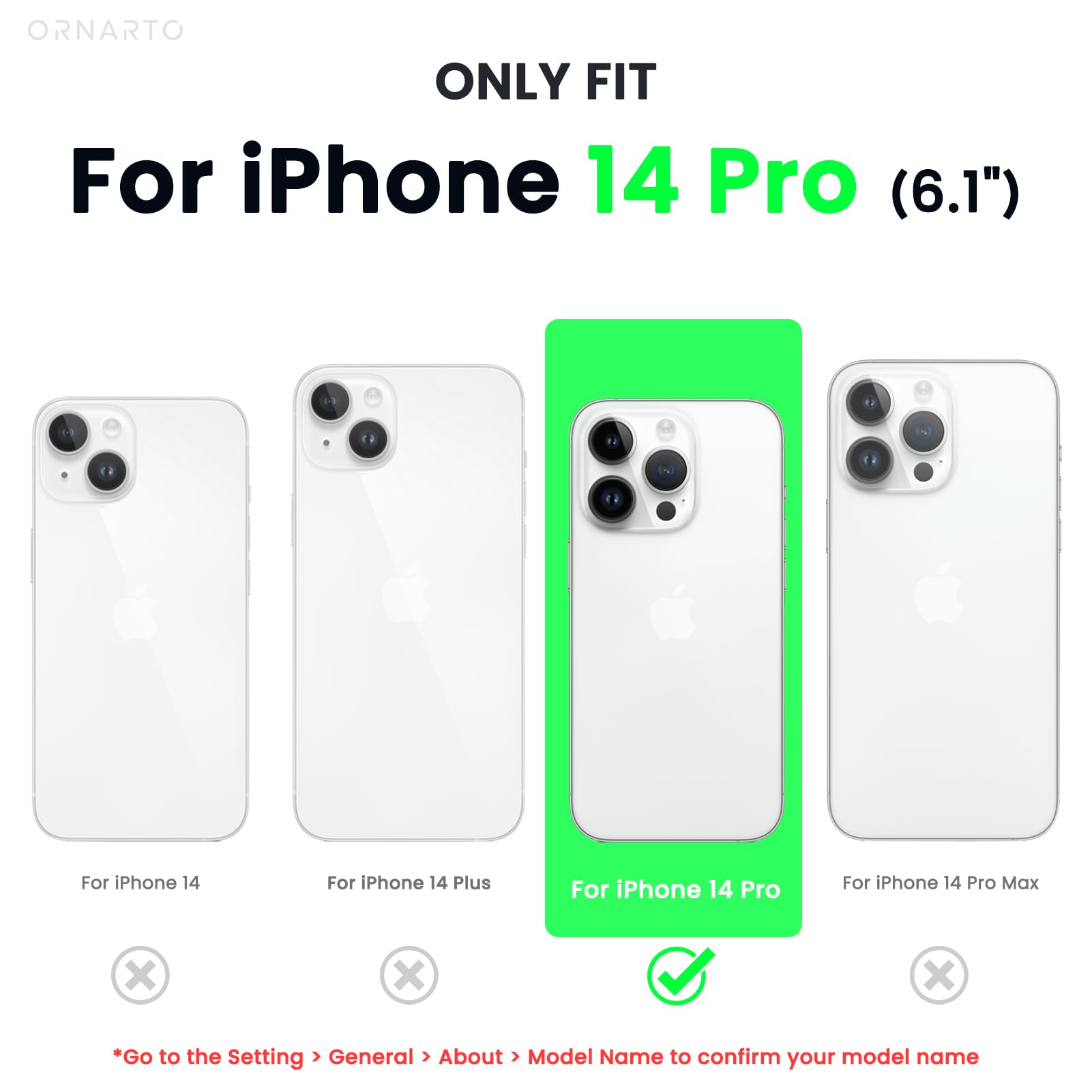 Ornarto Compatible With Iphone 14 Pro Case 6.1, Slim Liquid Silicone 3 Layers Full Covered Soft Gel Rubber Phone Case Protective