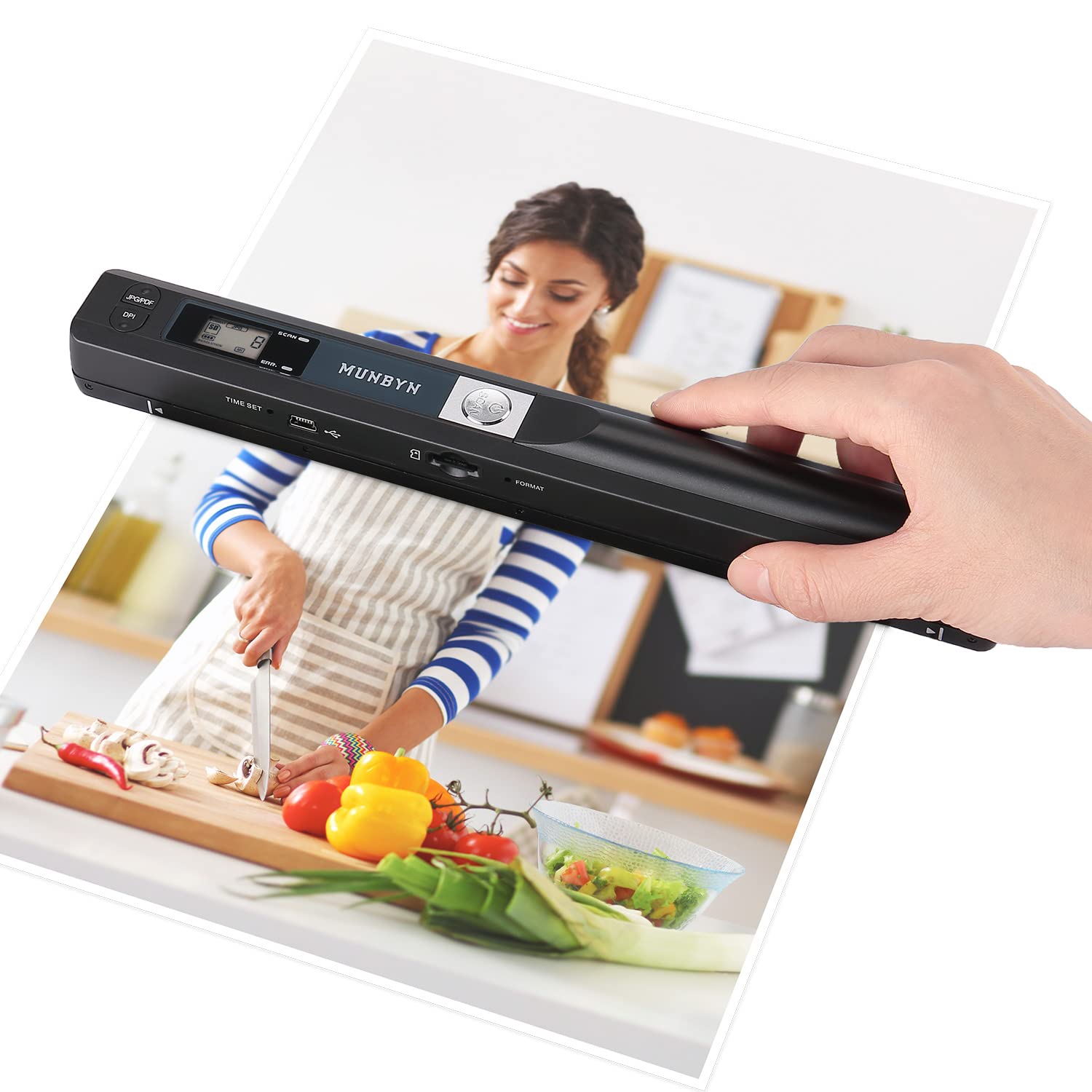 Munbyn Portable Scanner, Photo Scanner For A4 Documents Pictures Pages Texts In 900 Dpi, Flat Scanning, Include 16G Sd Card, Wan