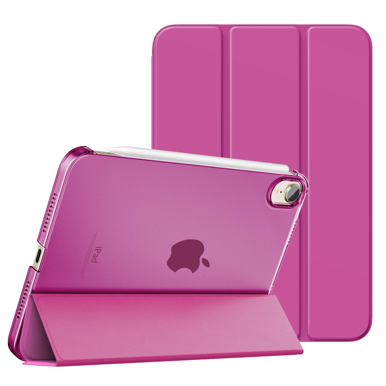 MoKo for iPad Mini 7 (A17 Pro) Case 2024,iPad Mini 6 Case 2021,8.3 inch iPad Mini 7th/6th Generation Case,Slim Lightweight Hard Back Shell Stand Cover for iPad Mini 2024 with Touch ID, Raspberry