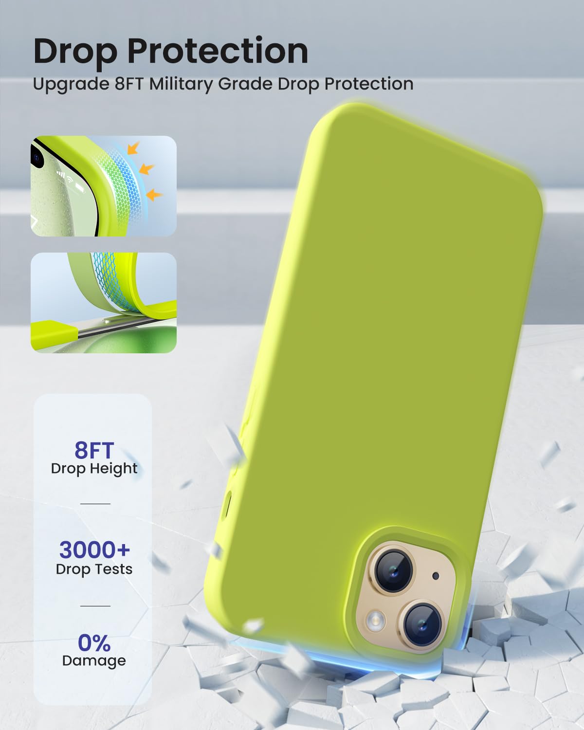 Buydot Designed For Iphone 15 Case, Silicone Phone Case [Military Grade Drop Protection] [Anti Scratch Microfiber Lining] Ultra