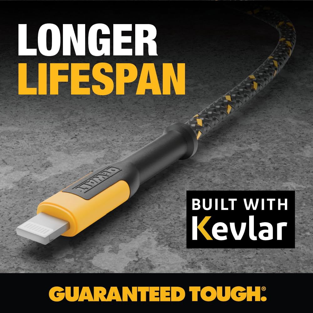 Dewalt Phone Charger Lightning Reinforced Braided Cable 6