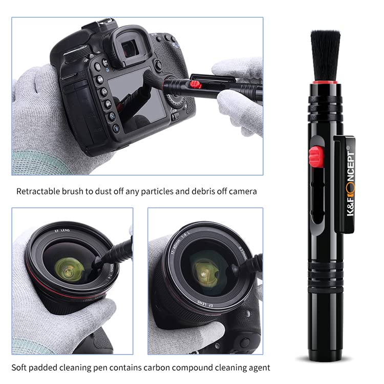 K&F Concept 15 In 1 Camera Lens Cleaning Kit With Camera Blower, Glasses Wipes*10, Cleaning Liquid, Microfiber Cleaning Cloth*2,
