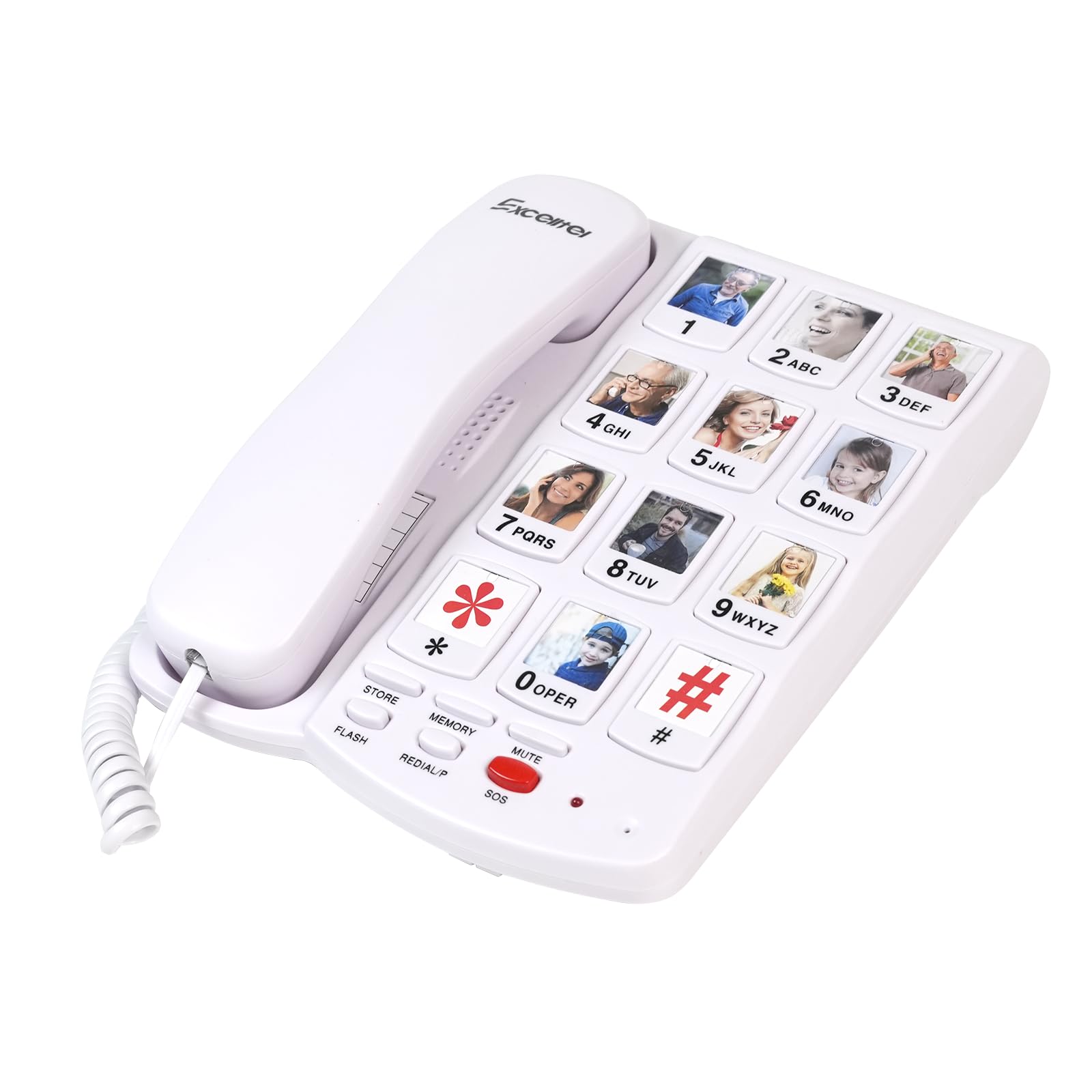Excelltel Big Button Phone for Seniors, Corded Landline Telephone with 10 Picture Keys, Phones for Elderly,One-Touch Dialling,Su