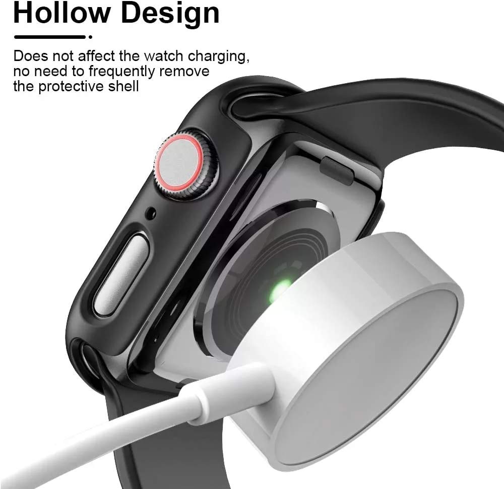 Hankn 2 Pack Tempered Glass Case Compatible With Apple Watch Series 9 8 7 41Mm Tempered Glass Screen Protector Case, Plated Hard