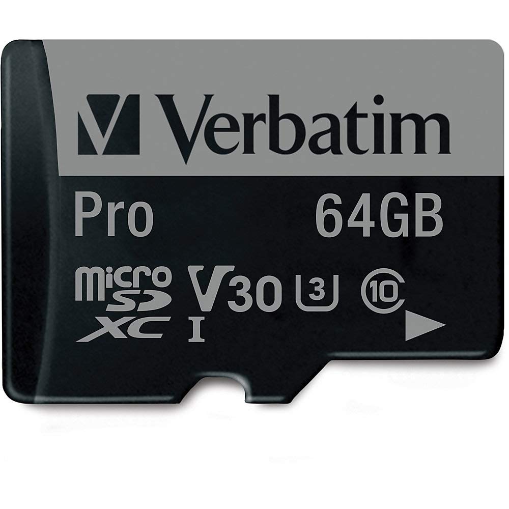 Verbatim 64Gb Pro 600X Microsdxc Memory Card With Adapter, Uhs I V30 U3 Class 10