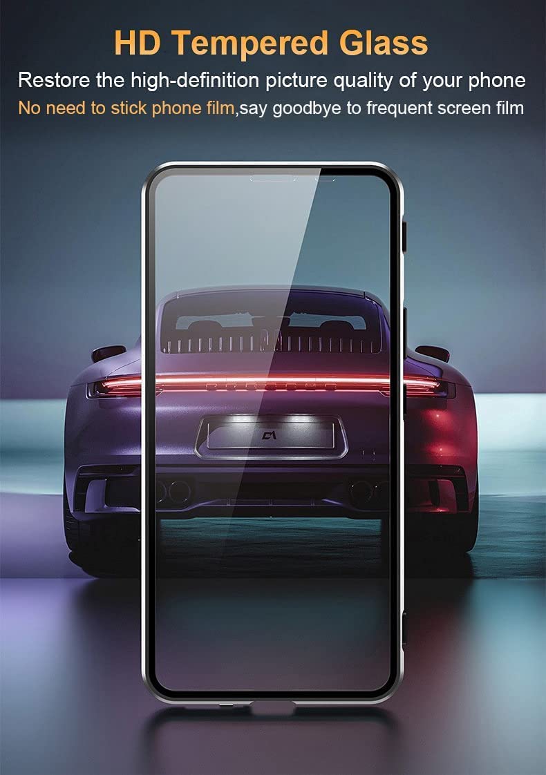 Quietip Case Compatible With Honor Magic 5 Lite/Honor X9A 5G,Magnetic Body Metal Frame Double Sided Clear Tempered Glass Shockpr