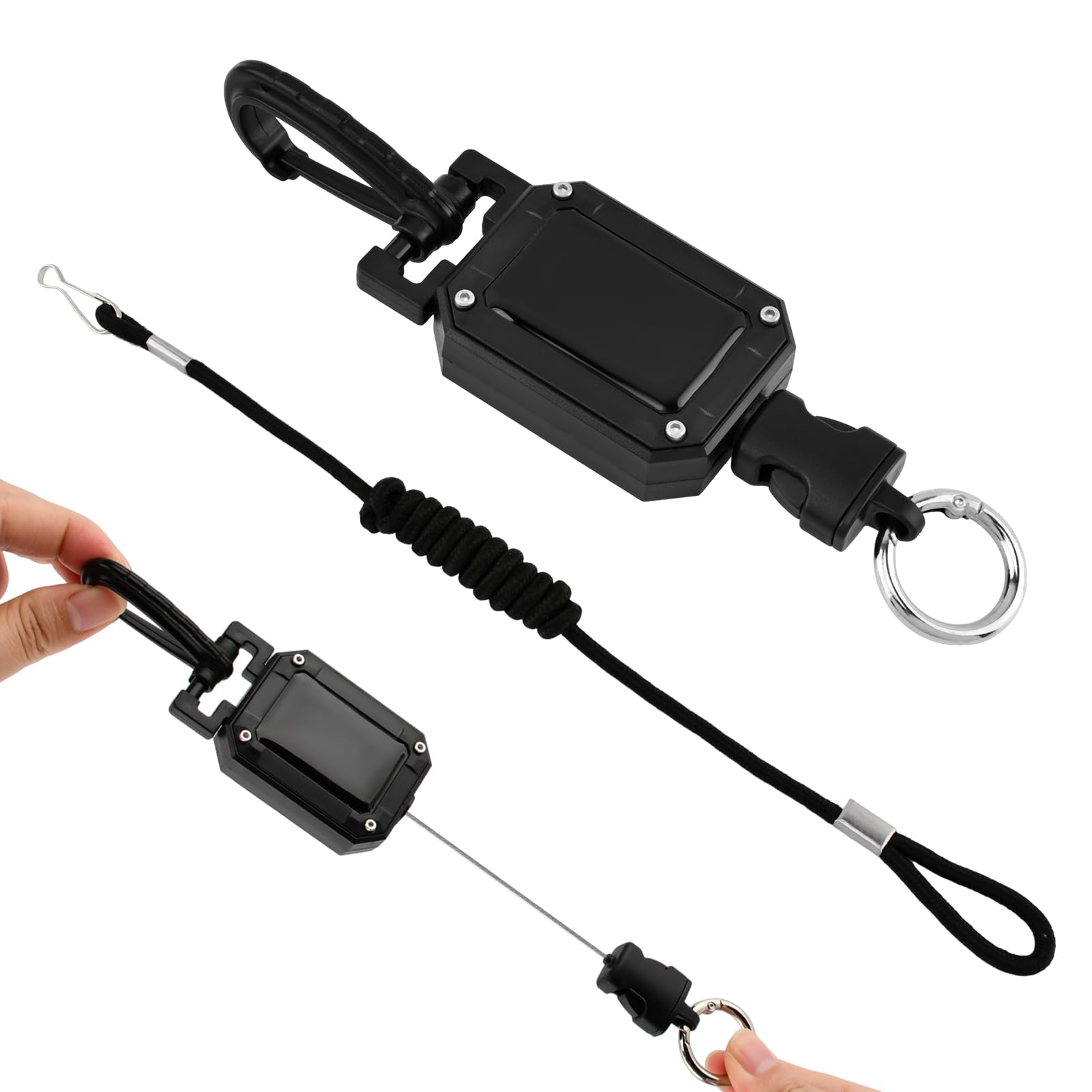 CB Mic Holder, Retractable 360 Rotatable Microphone Hanger Keeper, Mic Tether Stainless Steel Cord with Adjustable Mount Kit, CB
