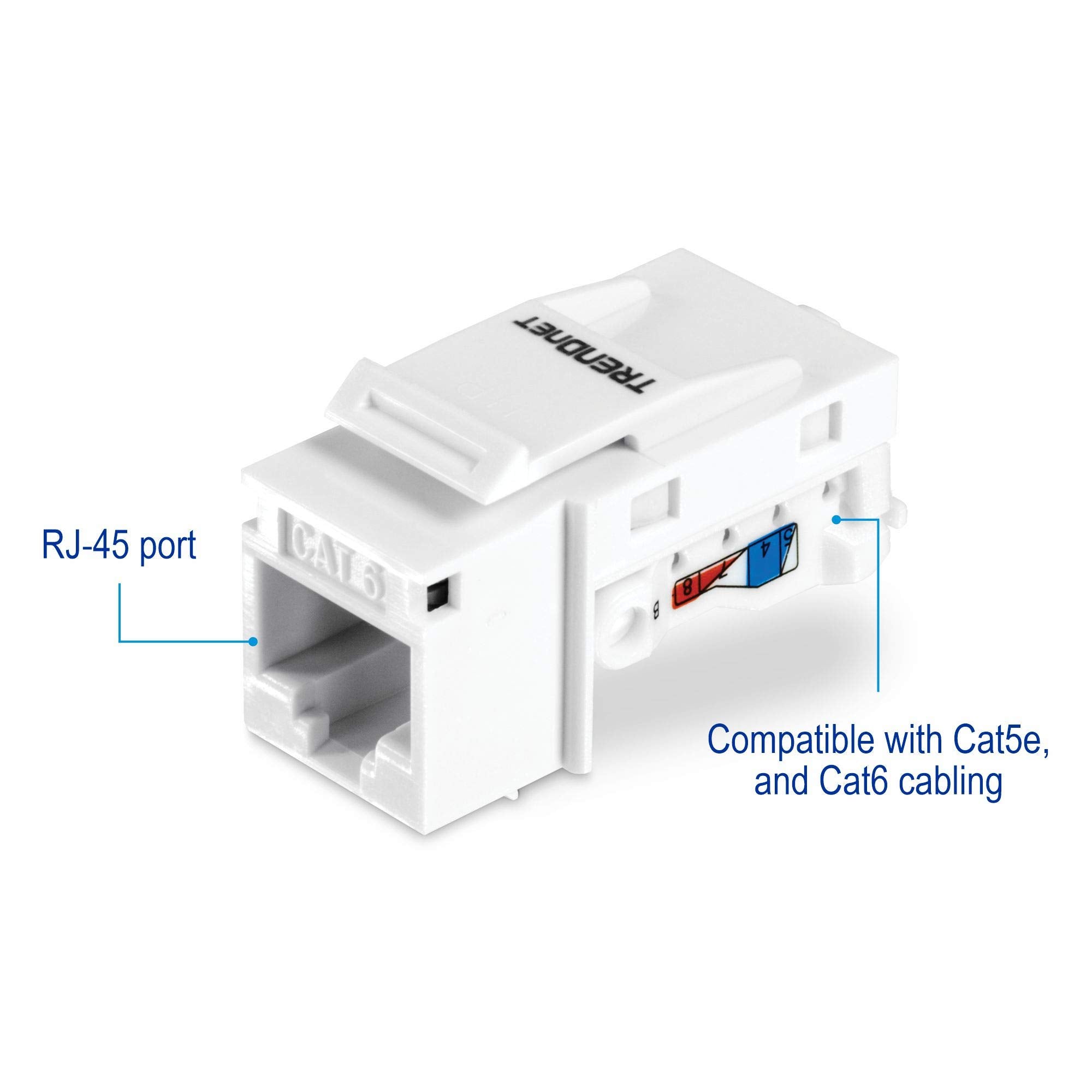Trendnet Cat6 Rj45 Keystone Jack 50 Pack Bundle, Tc K50C6, Compatible With Cat5/Cat5E/Cat6 Cabling, 90   Angle Termination, Use