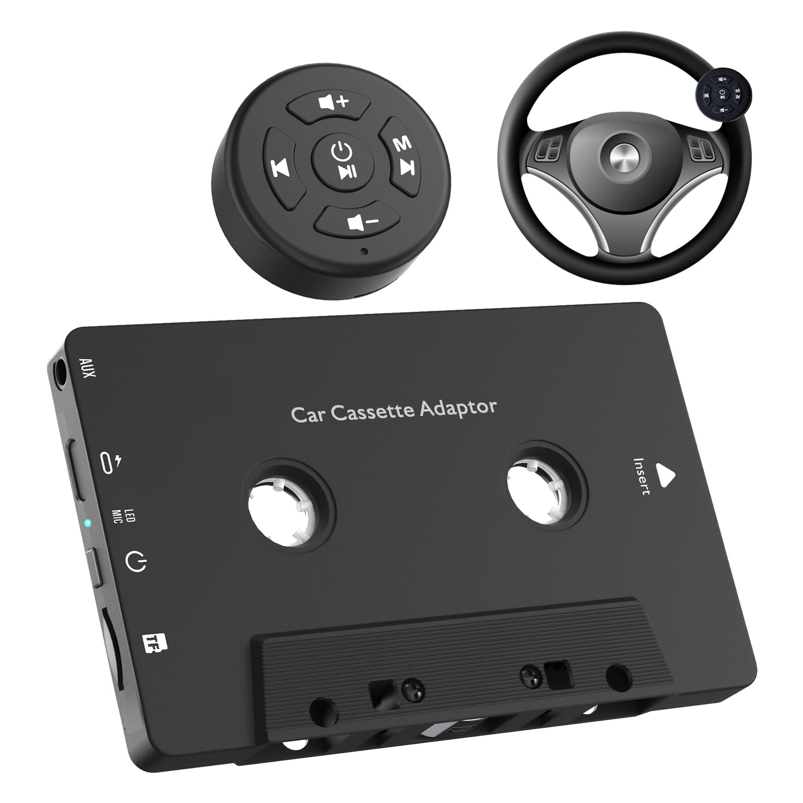 Car Audio Bluetooth 5.1 Cassette Receiver, Cassette Bluetooth Adapter for Car Tape Player, Wireless Cassette Aux Adapter with Ha