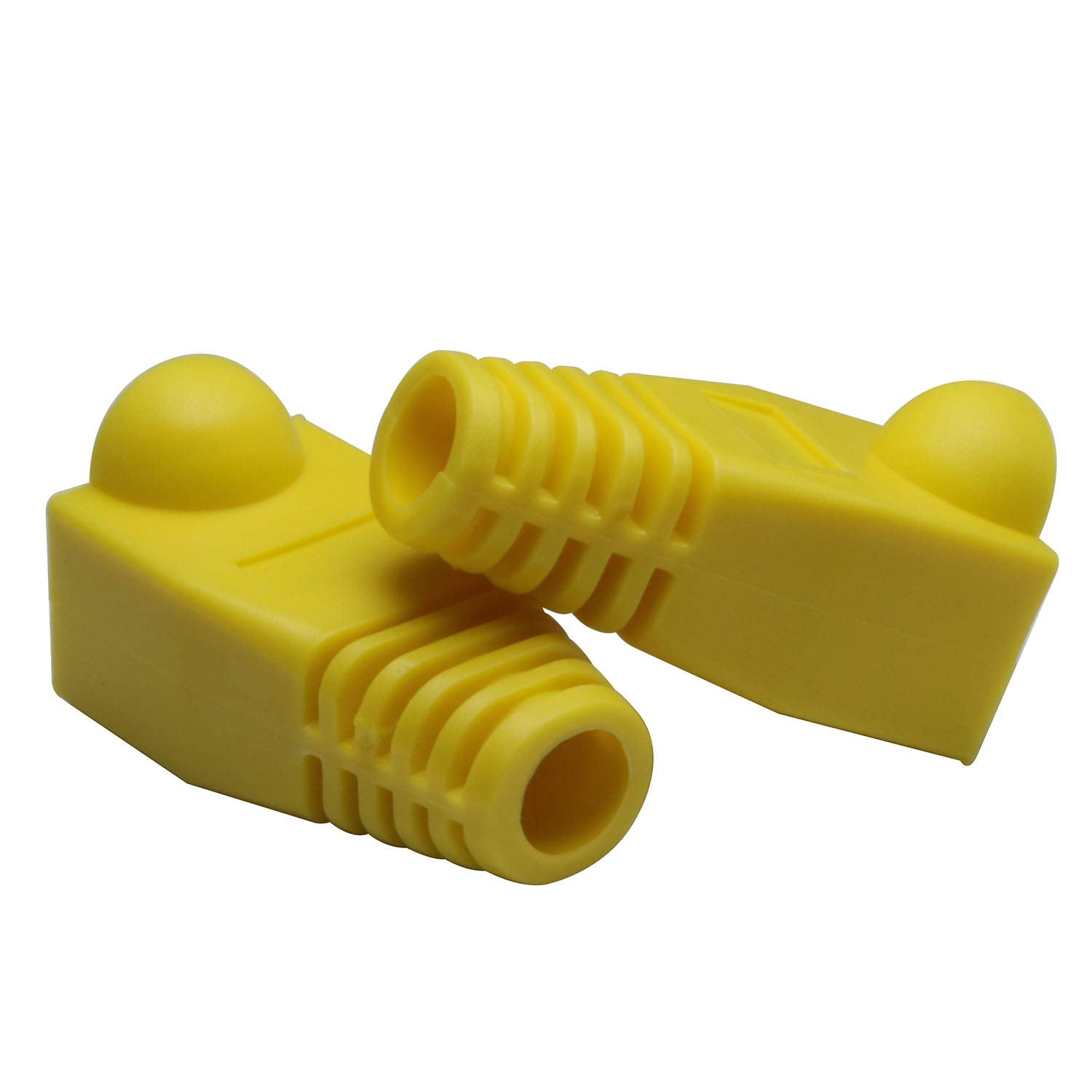 Ruiling 100Pcs Yellow Cat5E Cat6 Rj45 Ethernet Network Cable Strain Relief Boots Cable Connector Plug Cover