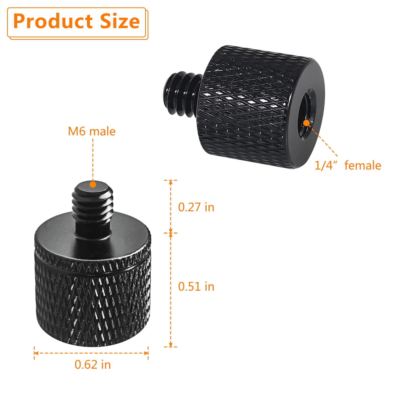 Mewuthede 4 Pcs International Standard 14Inch Female To M6 Male Threaded Screw Adapter Standard Tripod Mounting Thread Camera Sc