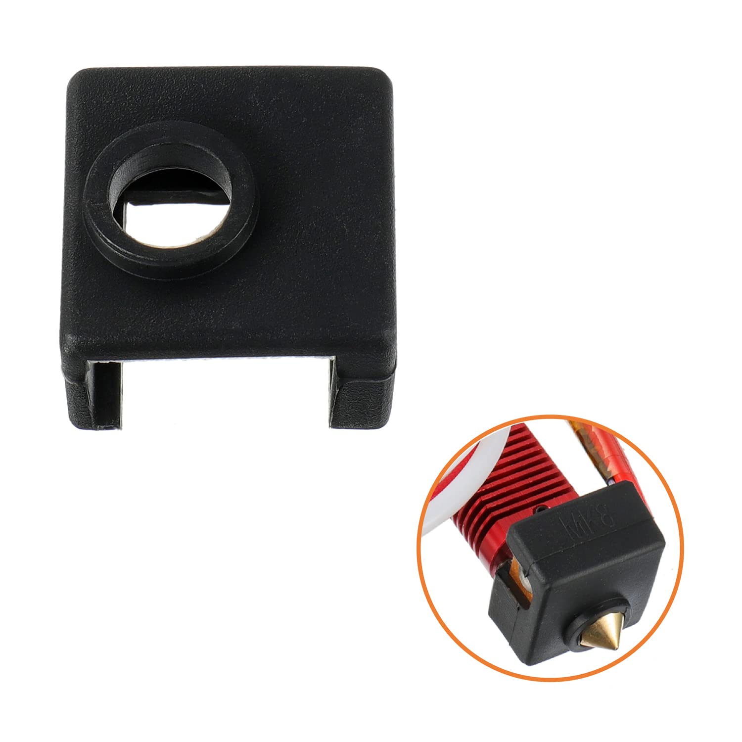 Huarew 8Pcs 3D Printer Hotend Silicone Sock, Heater Block Silicone Cover, 3D Printer Silicone Sock Cover For Creality Ender 3/3