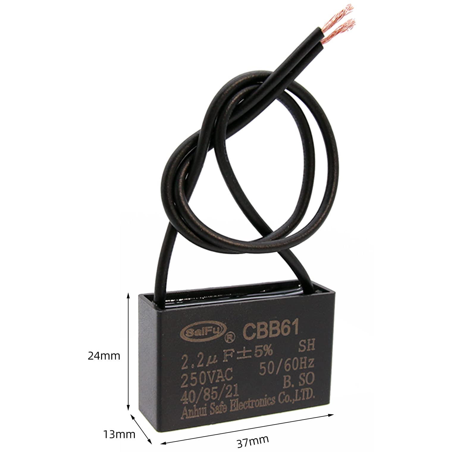 Akzytue Cbb61 Capacitor 2.2Uf 250V Ac Ceiling Fan 2 Wire 50/60Hz For Electric Fan Generator Pump Motor (2 Pack )