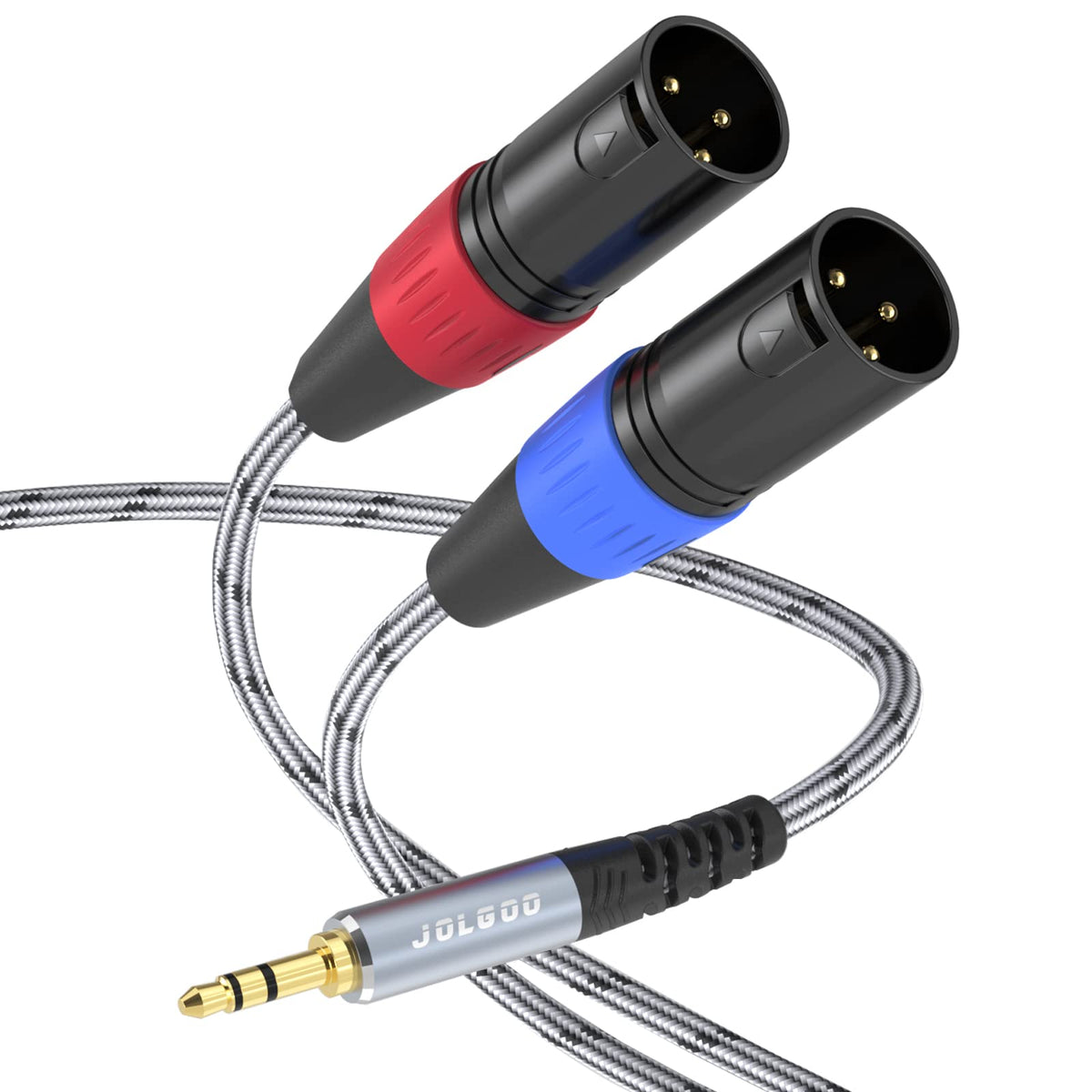 Jolgoo 3.5 Mm Trs To Dual Xlr Male Pro Stereo Breakout Cable, 1/8' Trs Stereo To 2 Xlr Male Y Splitter Patch Microphone Cable, 10 Feet