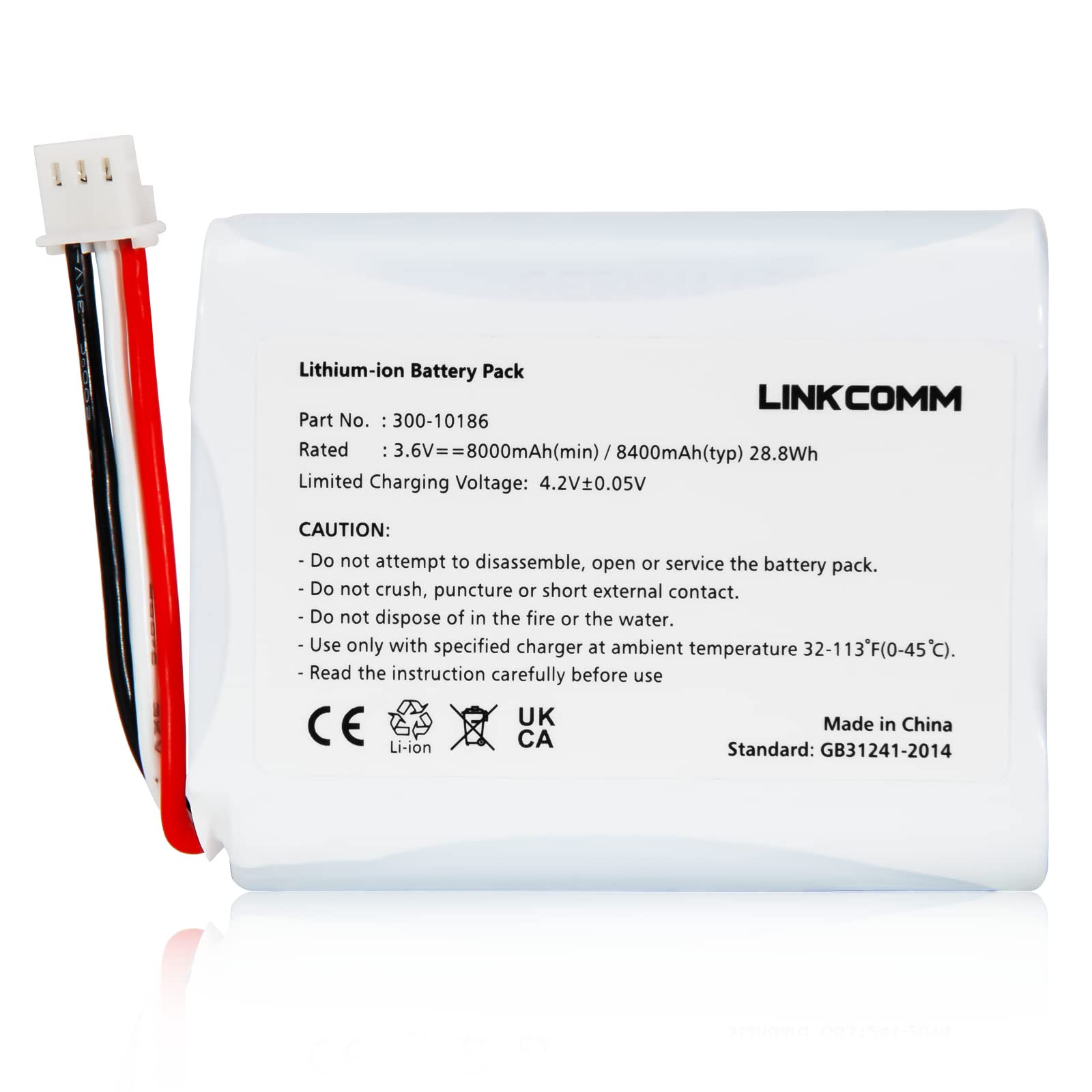 Linkcomm 300 10186 Battery Replacement For Adt Command Smart Security Panel, 3.6V/4.2V 8000Mah Lithium Ion Battery Pack