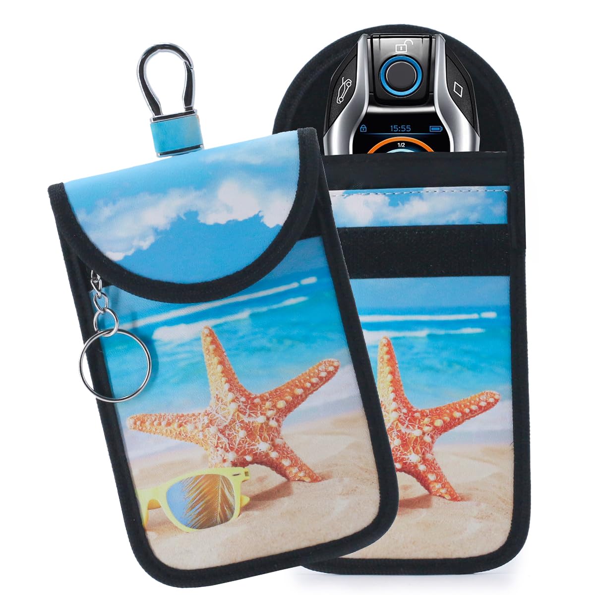 TILDOSAC 2 Pack Lightweight Faraday Key Fob Protector,Signal Blocking RFID Key Fob for Car - Deep Blue