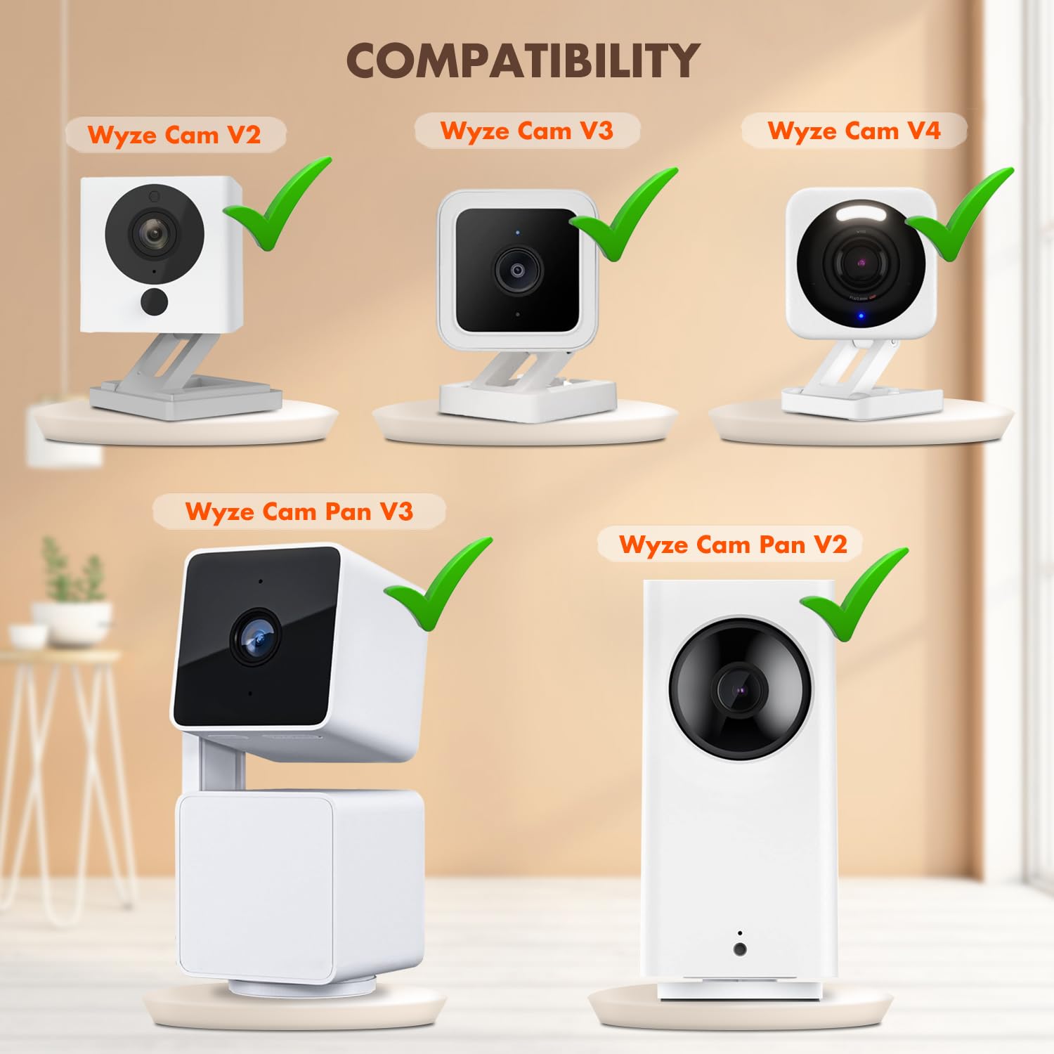 2Pack Metal Corner Wall Mount Bracket For Wyze Cam Pan V3/V2, Wyze Cam V4/V3/V2, Max Cover Both Sides Of The House 300 Degrees R