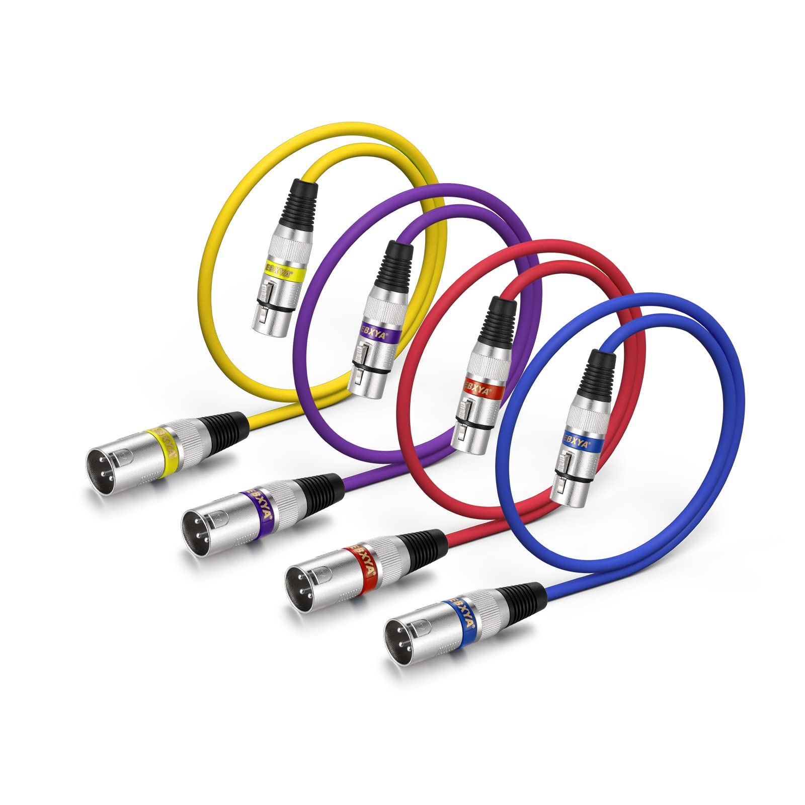 Ebxya Xlr Cables 2Ft 4 Pack, Microphone Cable Balanced Xlr Cable 3 Pin Xlr Male To Female Microphone Cable Mic Cable Xlr