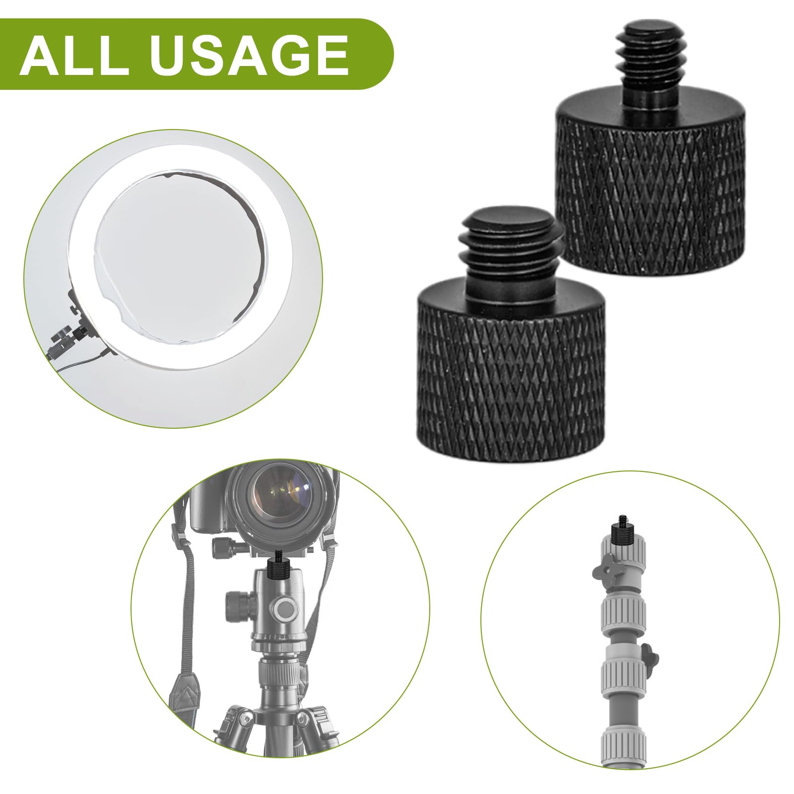 4Pcs Mic Stand Adapter, 1/4 Male To 3/8 Female And 3/8 Male To 1/4 Female Tripod Screw Adapter Camera Screw Adapter For Micropho