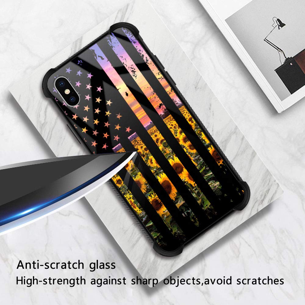 ZHEGAILIAN Phone Case for iPhone XR KZ-02 Flag Sunflowers Organic Glass TPU 6.1 inch