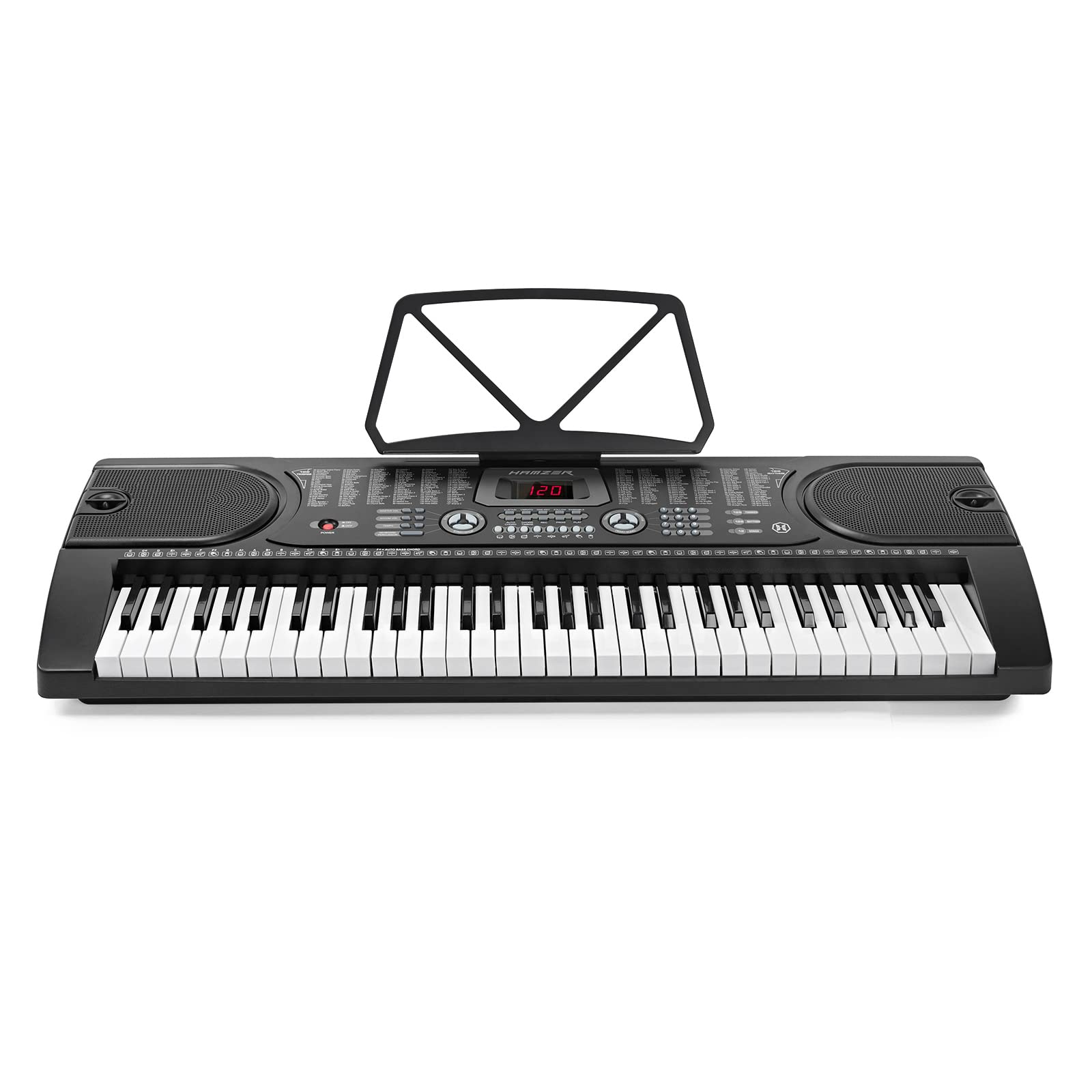 Hamzer 61 Key Keyboard Piano With Built In Speakers, Stand, Bench, Headphones, Microphone & Key Labels   Electronic Musical Keyb
