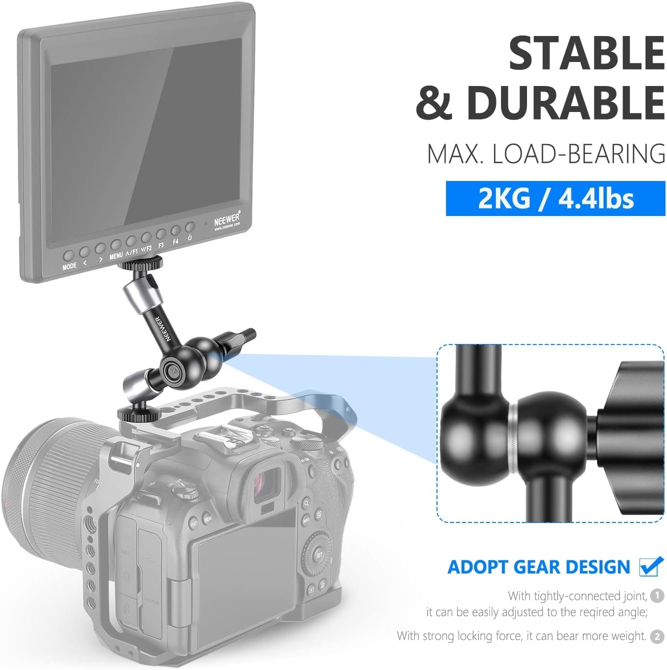 Neewer 5.9''/15Cm Adjustable Friction Magic Arm With 1/4'' Screw On Both Ends, Compatible With Smallrig Cage, Flash/Led Light/Mi