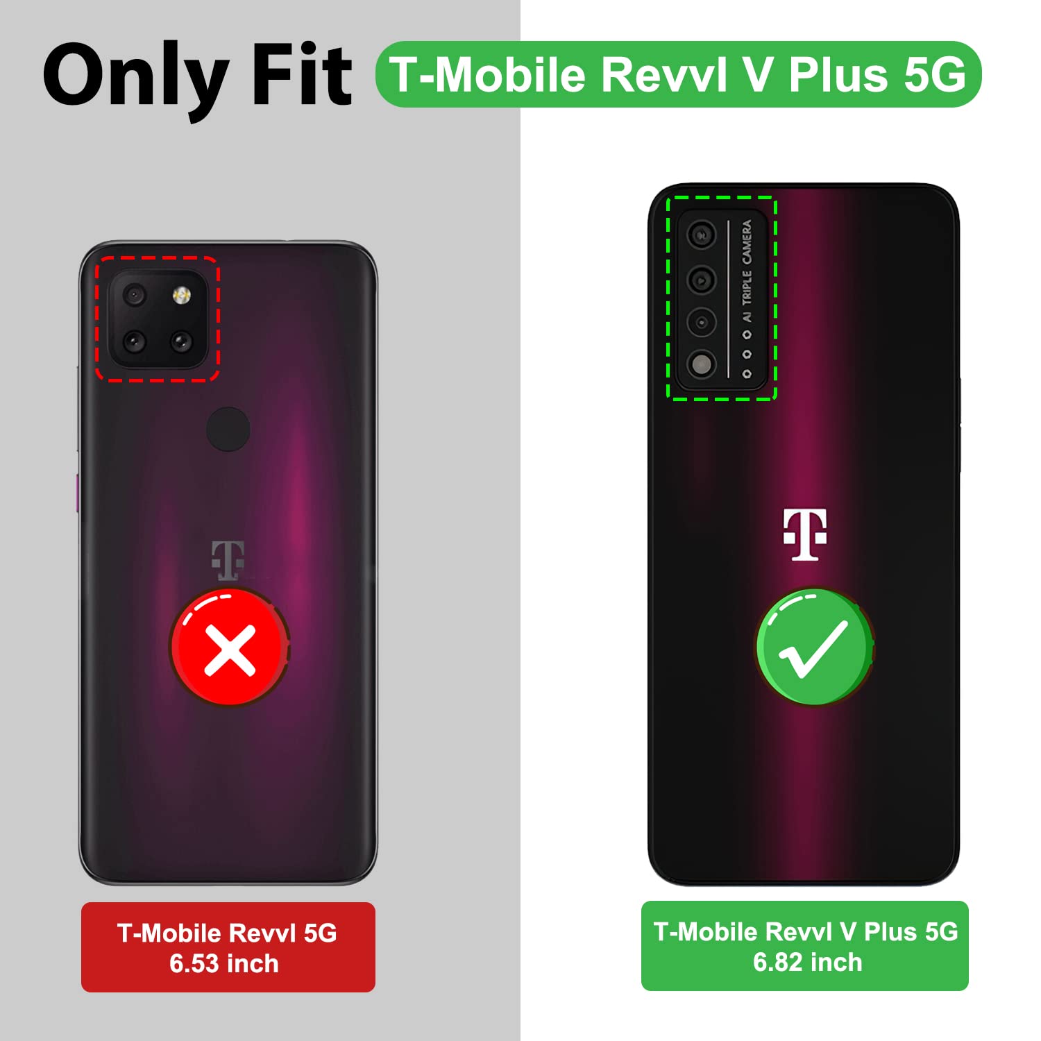 For T Mobile Revvl V Plus 5G Case With Hd Screen Protector With Slide Camera Cover, Atump 360    Rotation Ring Kickstand [Milita